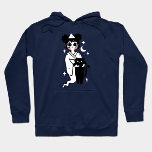 Kawaii Design “Ghost Girl with Cat“ | Cute Handmade Illustration | Cat Lover Gift | By Atelier Serakara Hoodie